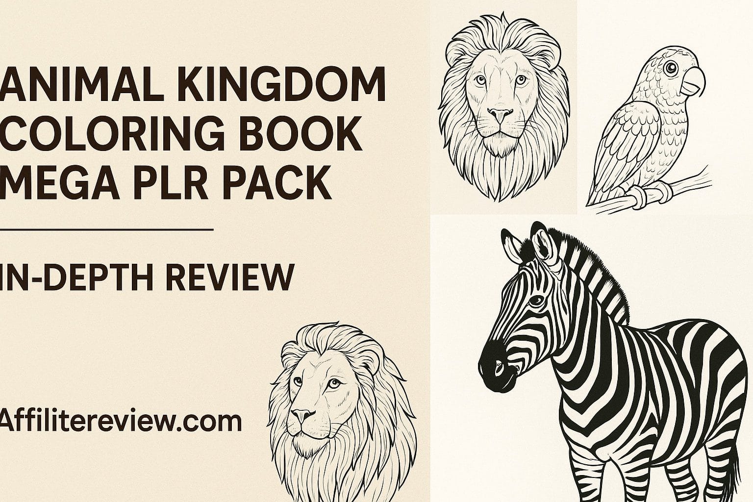 “PLR: Animal Kingdom Coloring Book Mega PLR Pack review with detailed animal line drawings — Affilitereview.com”